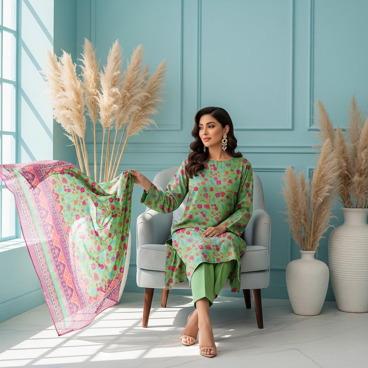 Dhanak Digital Printed 3pc