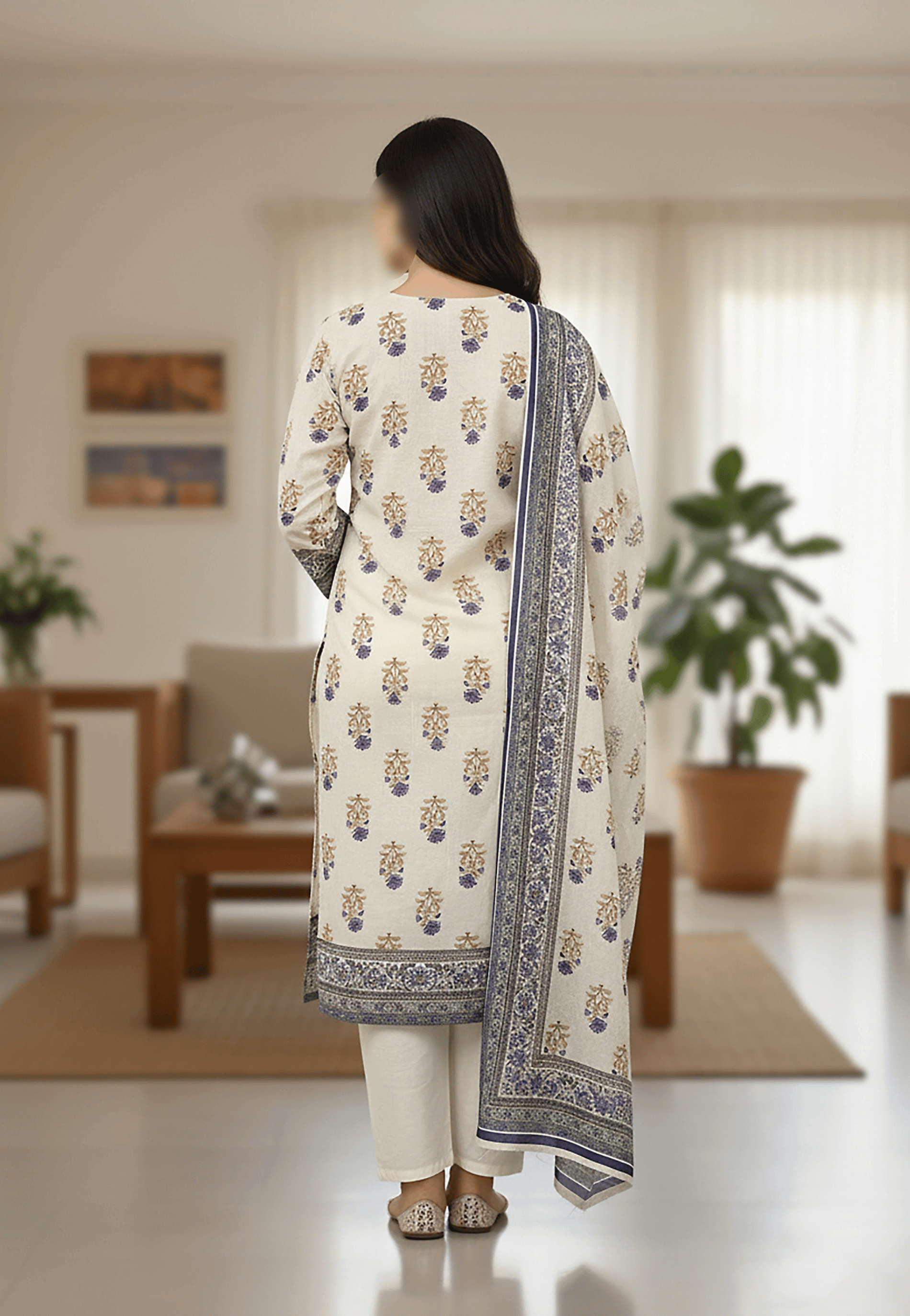 Floral Printed 3-Piece Lawn Suit