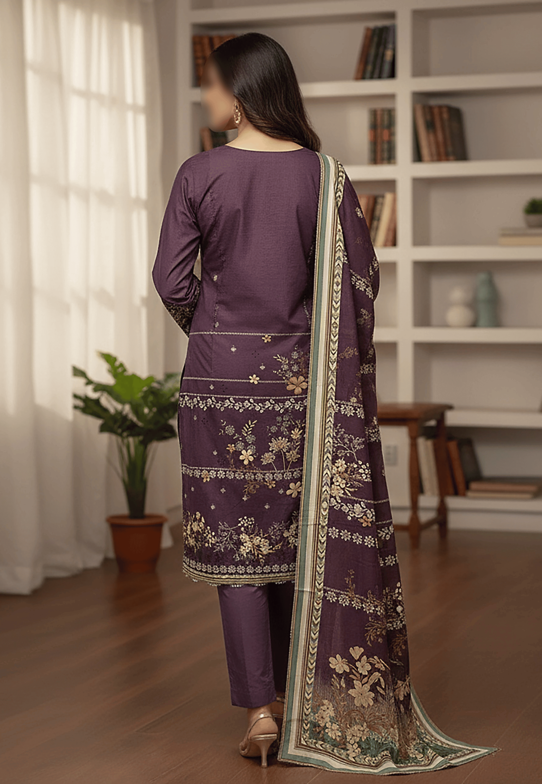 ZaraRobe - Golden Shamra - 3-Piece Digital Print Suit