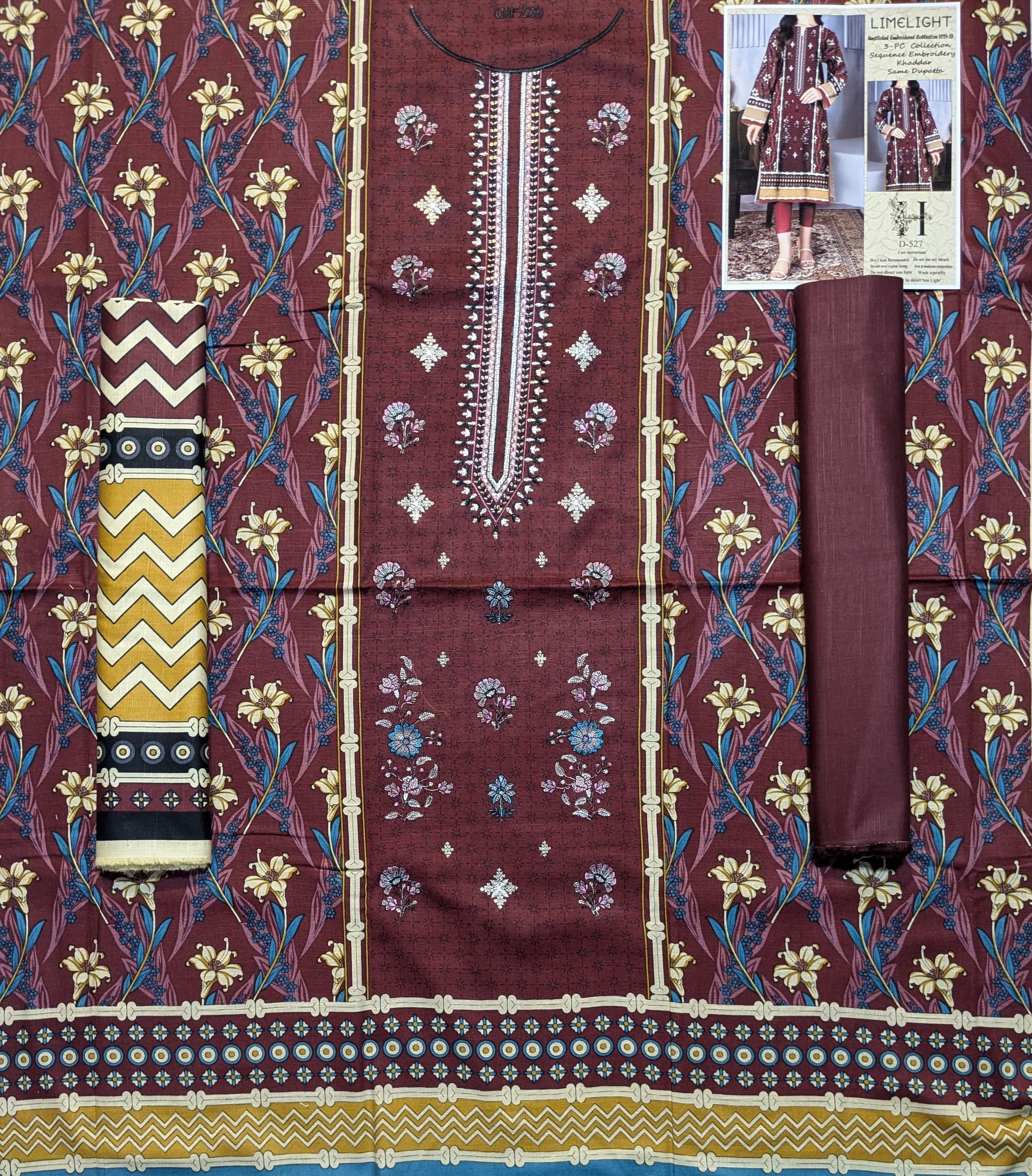 Khaddar Embroidered 3PC D#527