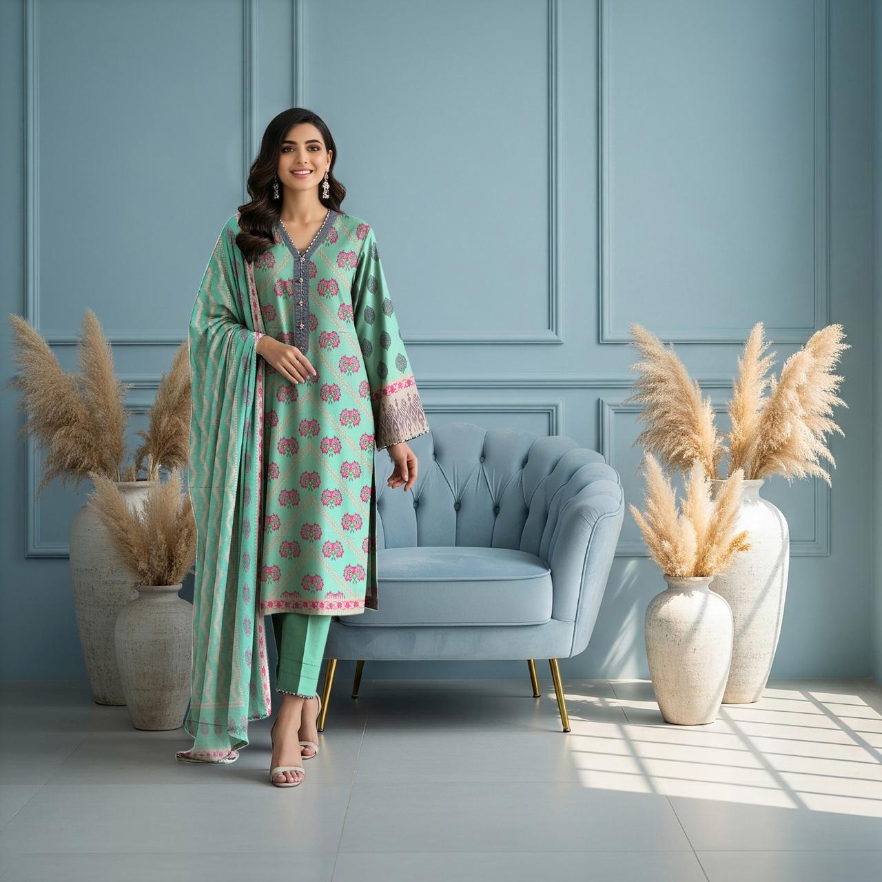 Dhanak Printed 3pc D#7