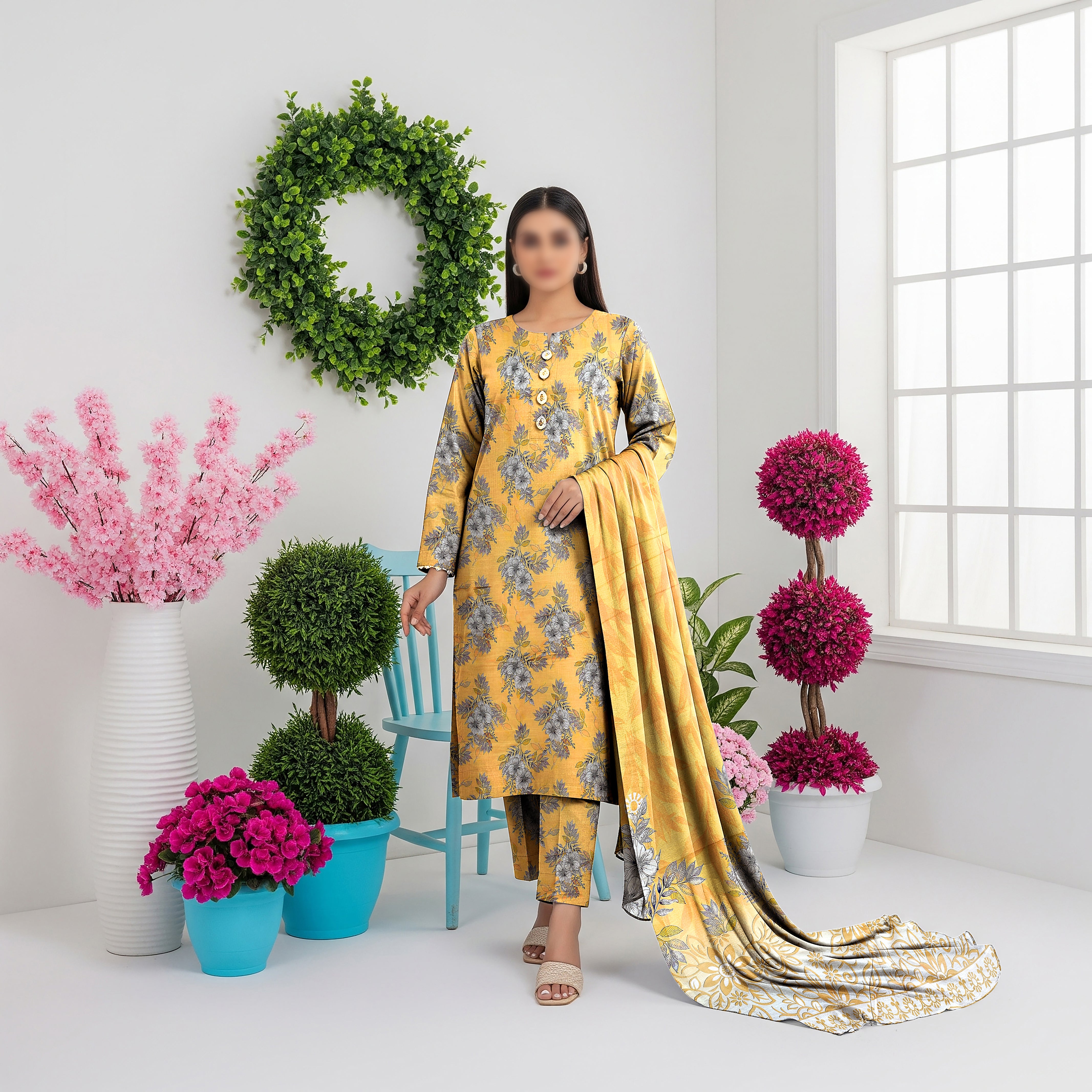 Khaddar Digital Printed 3PC D#7