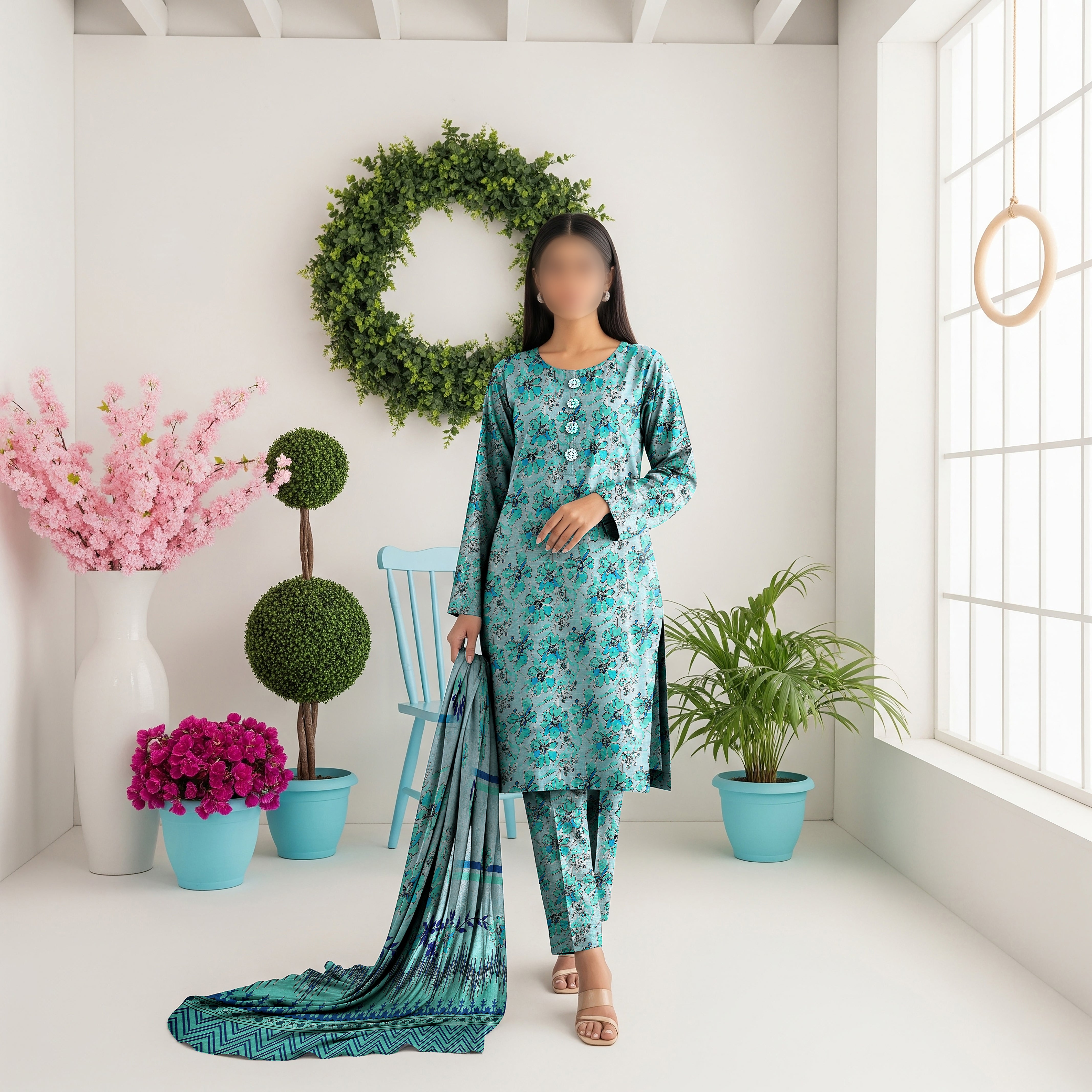 Khaddar Digital Printed 3PC D#9